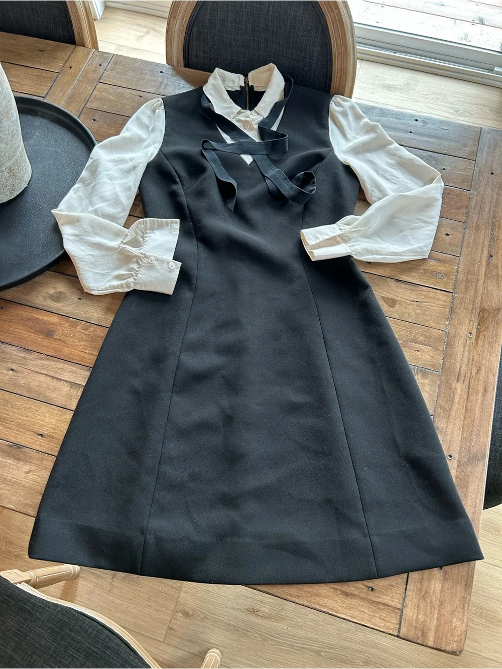 Kate Spade Bow Tie Crepe Silk A Line Black Dress 6